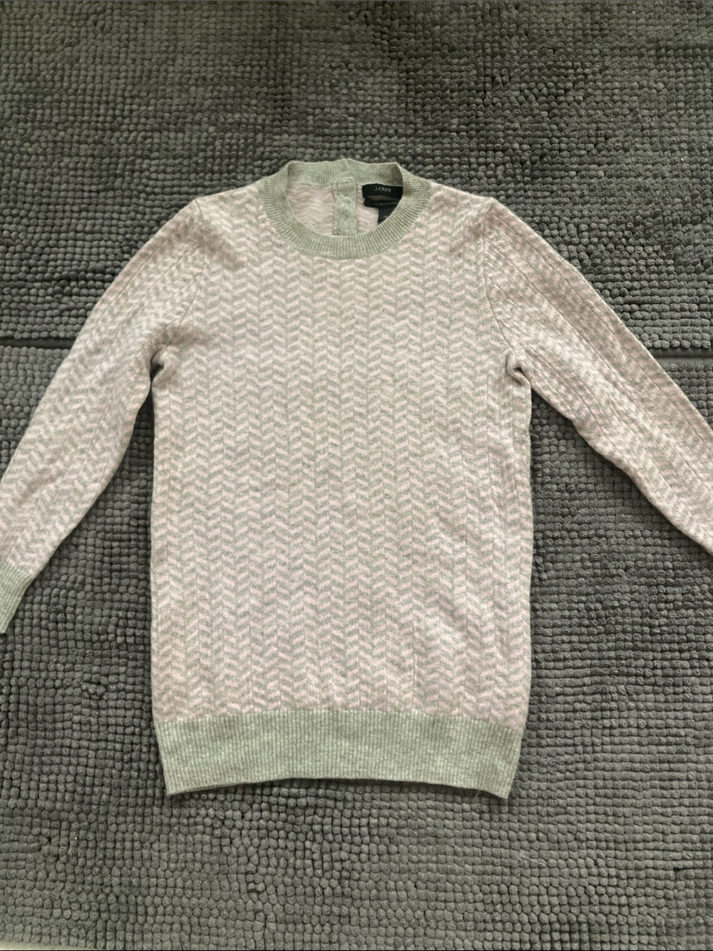 J. Crew Light Pink Cashmere Crewneck Sweater with Grey Trim in extra small